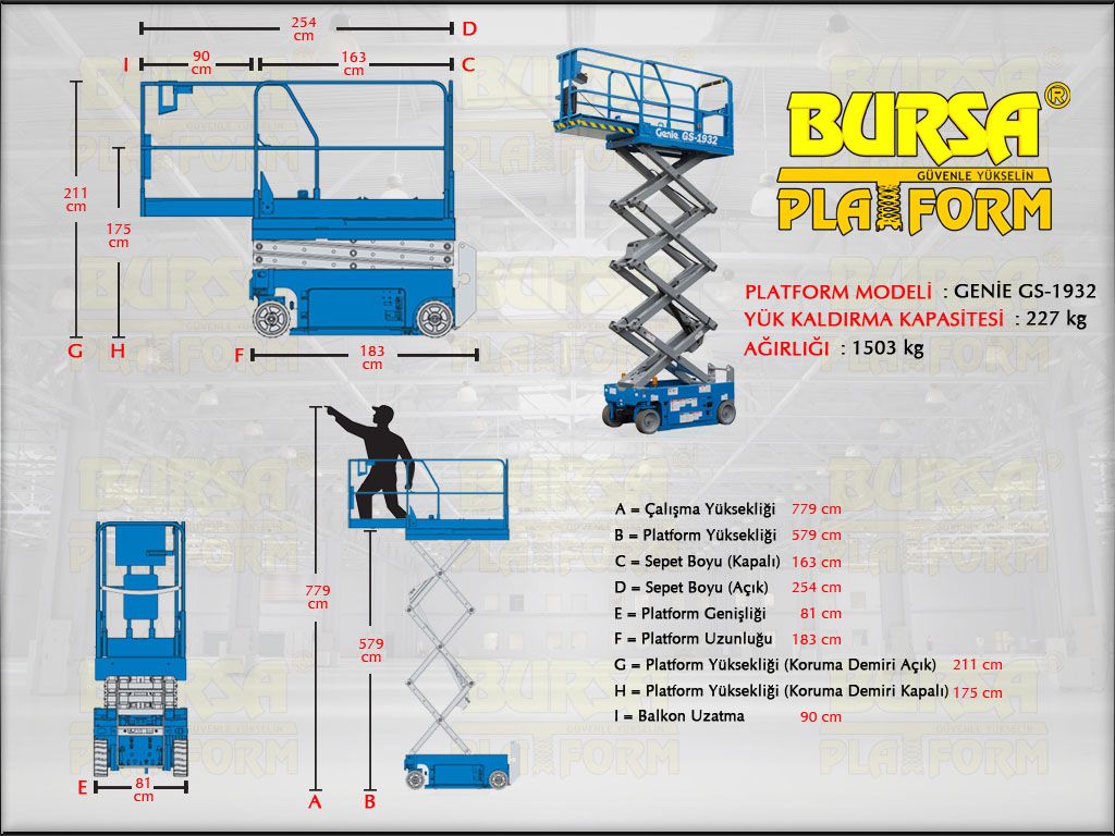 AKL MAKASLI PLATFORMLAR - 8 Metre Akl Makasl Platform